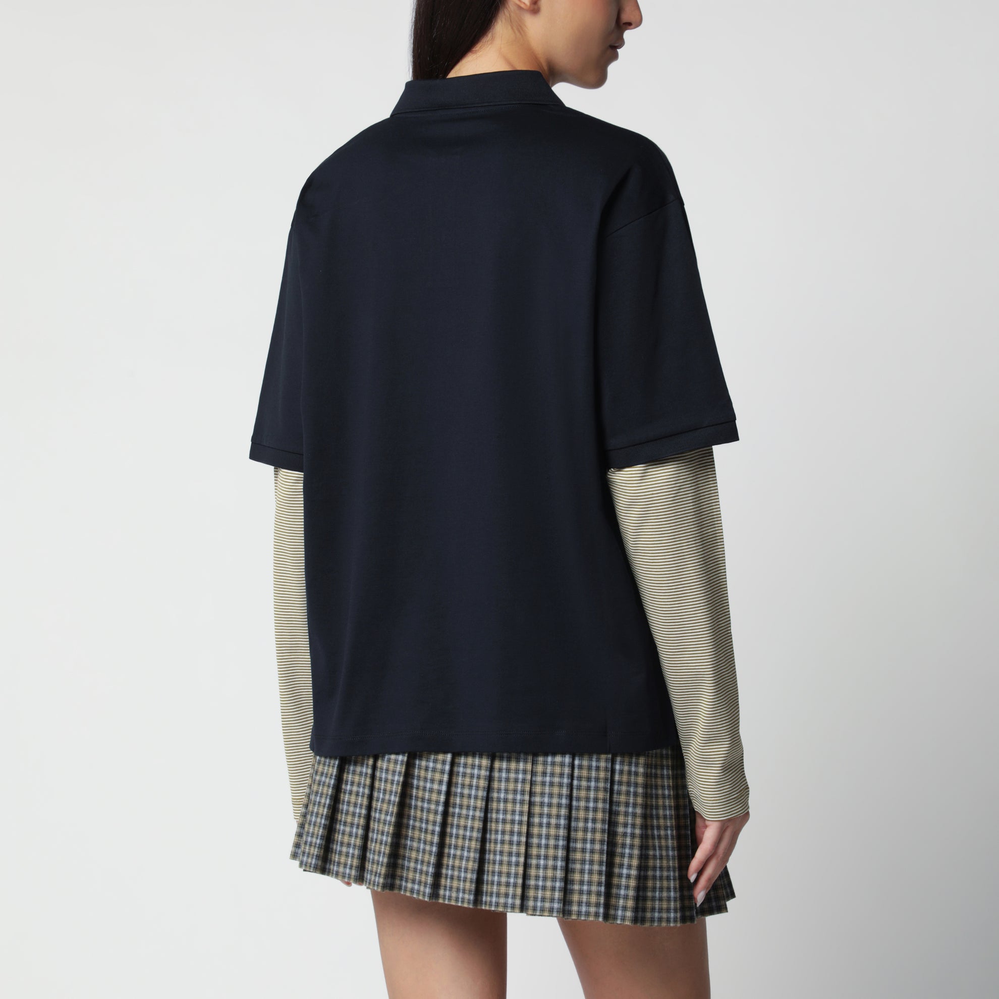 Polo bleu/olive en jersey de coton