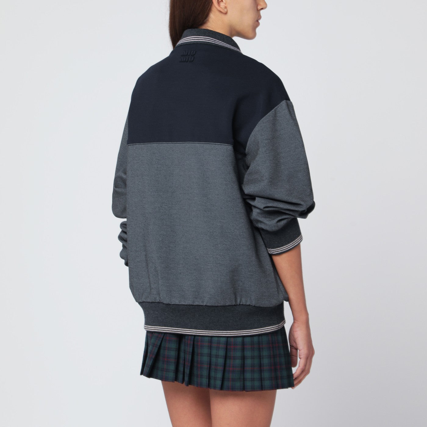 Felpa con zip antracite/blu