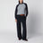 Felpa girocollo grigia/blu navy color block in cotone