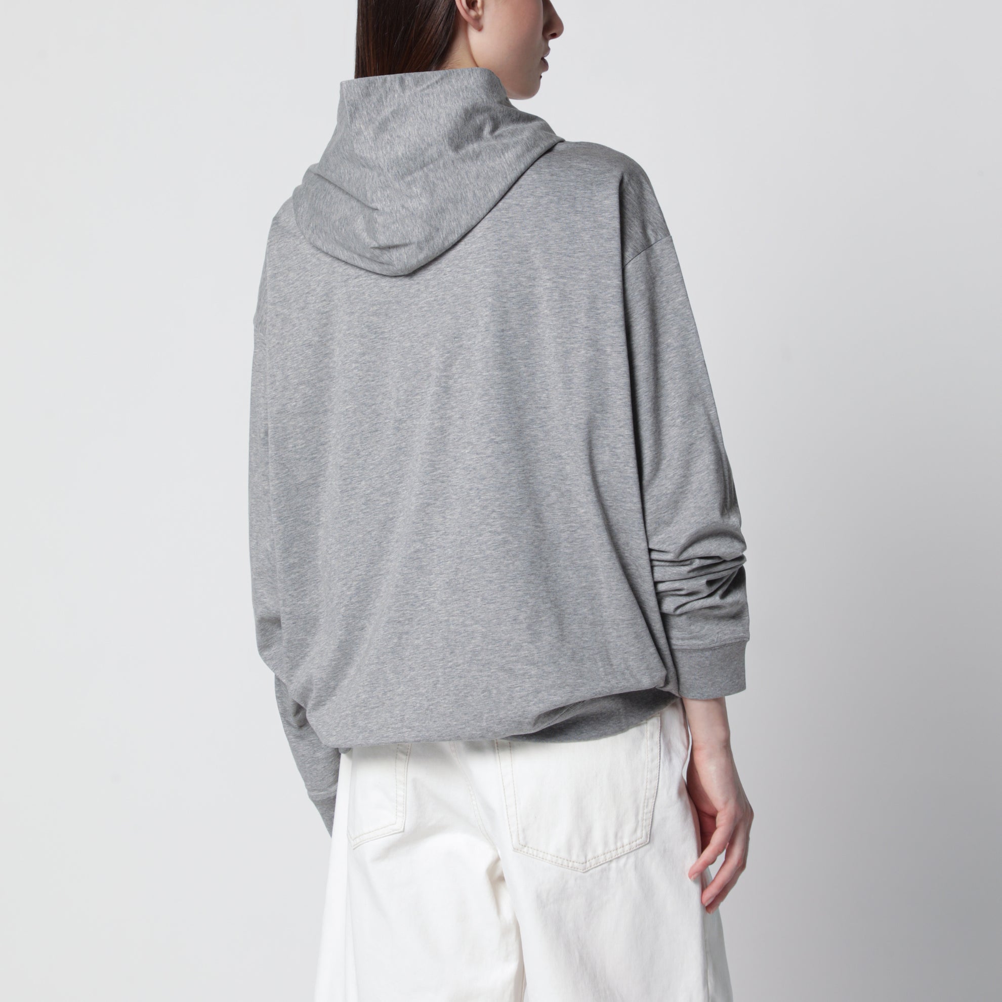 Graue Sweatjacke aus Baumwolle mit Reißverschluss