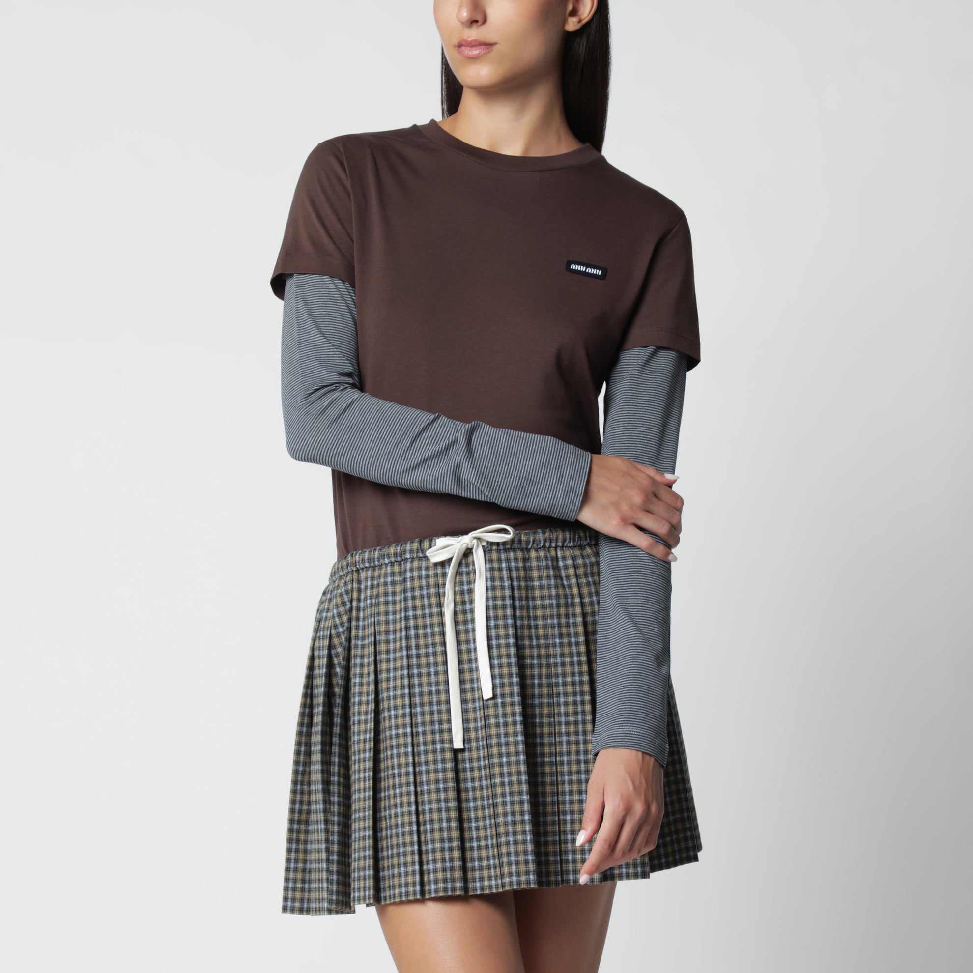 T-shirt cacao/anthracite en jersey de coton