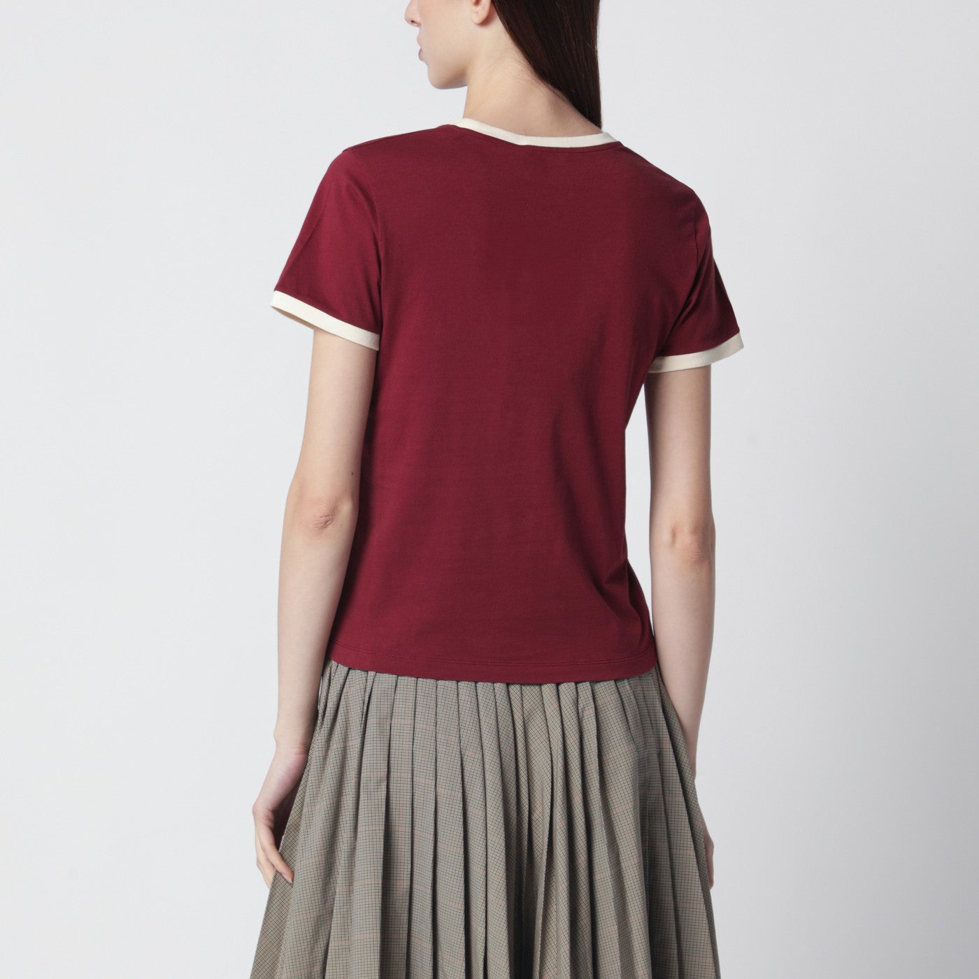 Amaranth/talc cotton T-shirt