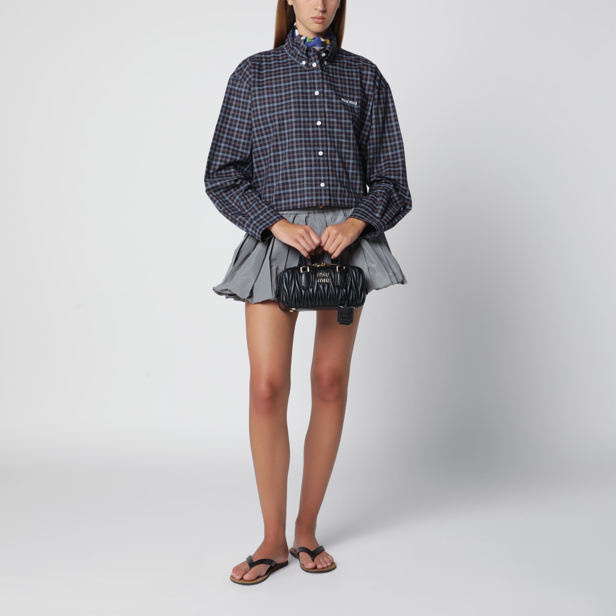 Camicia in tartan blu/cacao