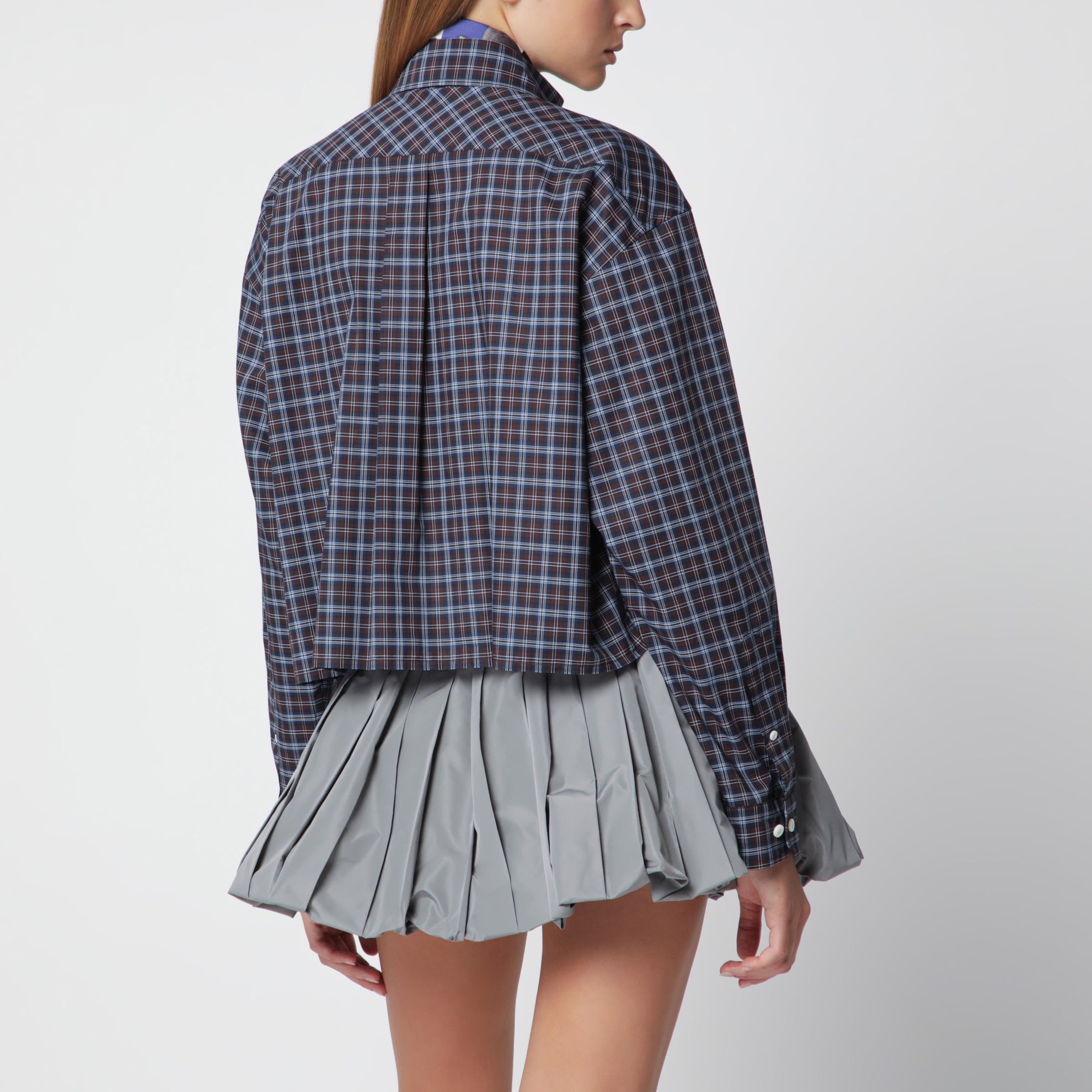 Camicia in tartan blu/cacao