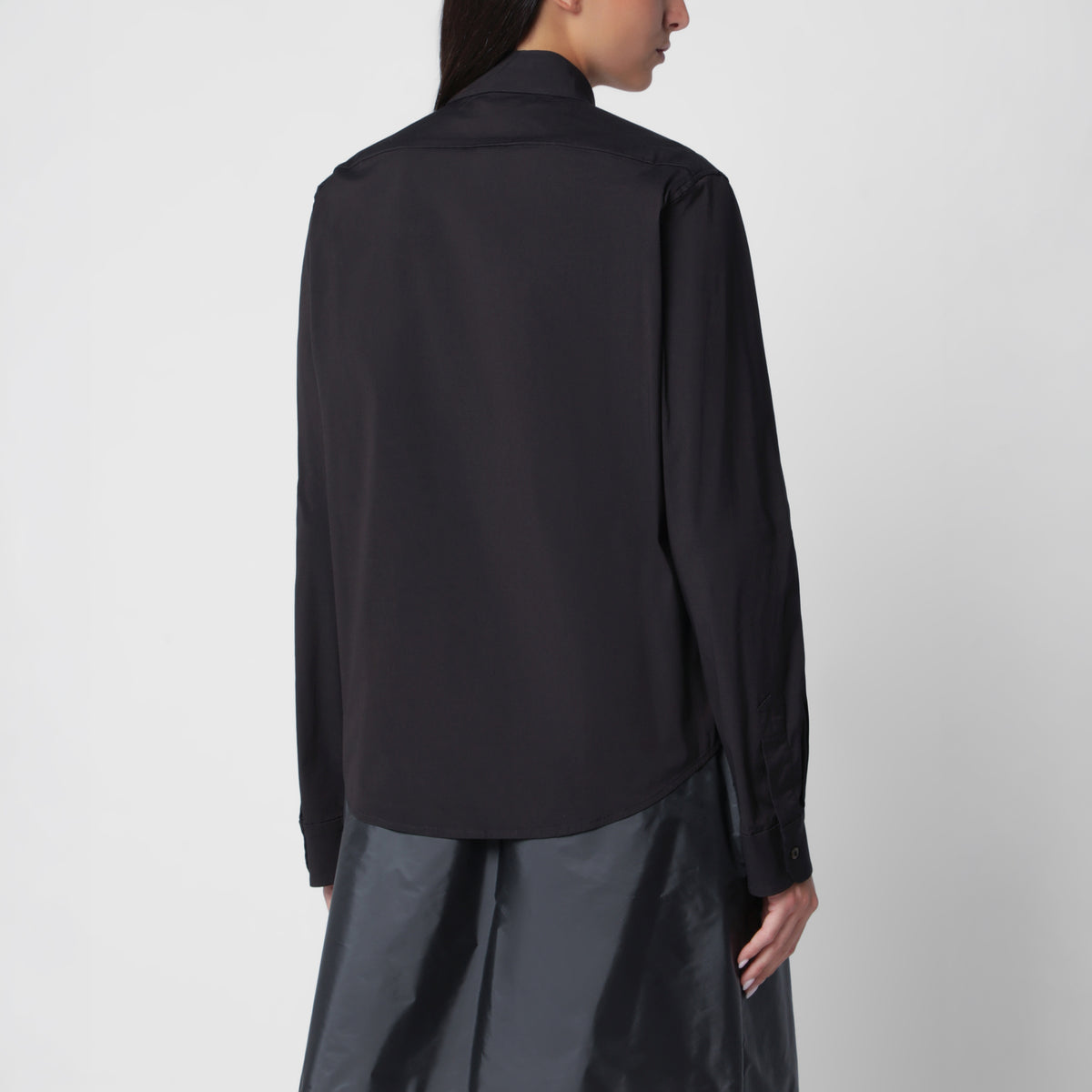 Camicia nera in popeline stretch