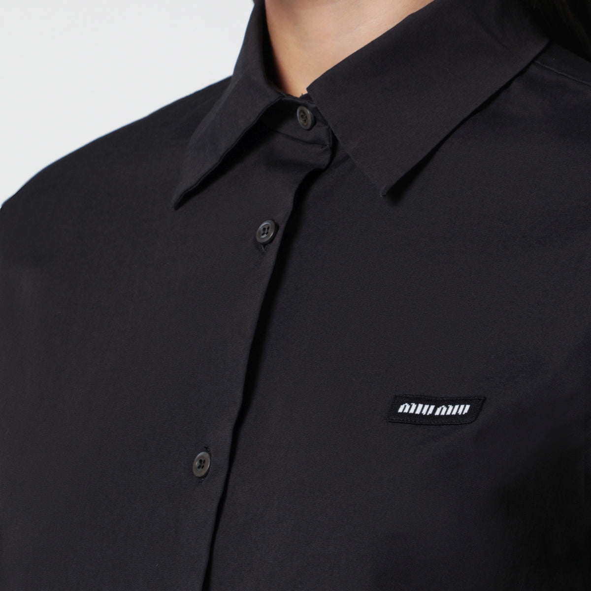 Camicia nera in popeline stretch