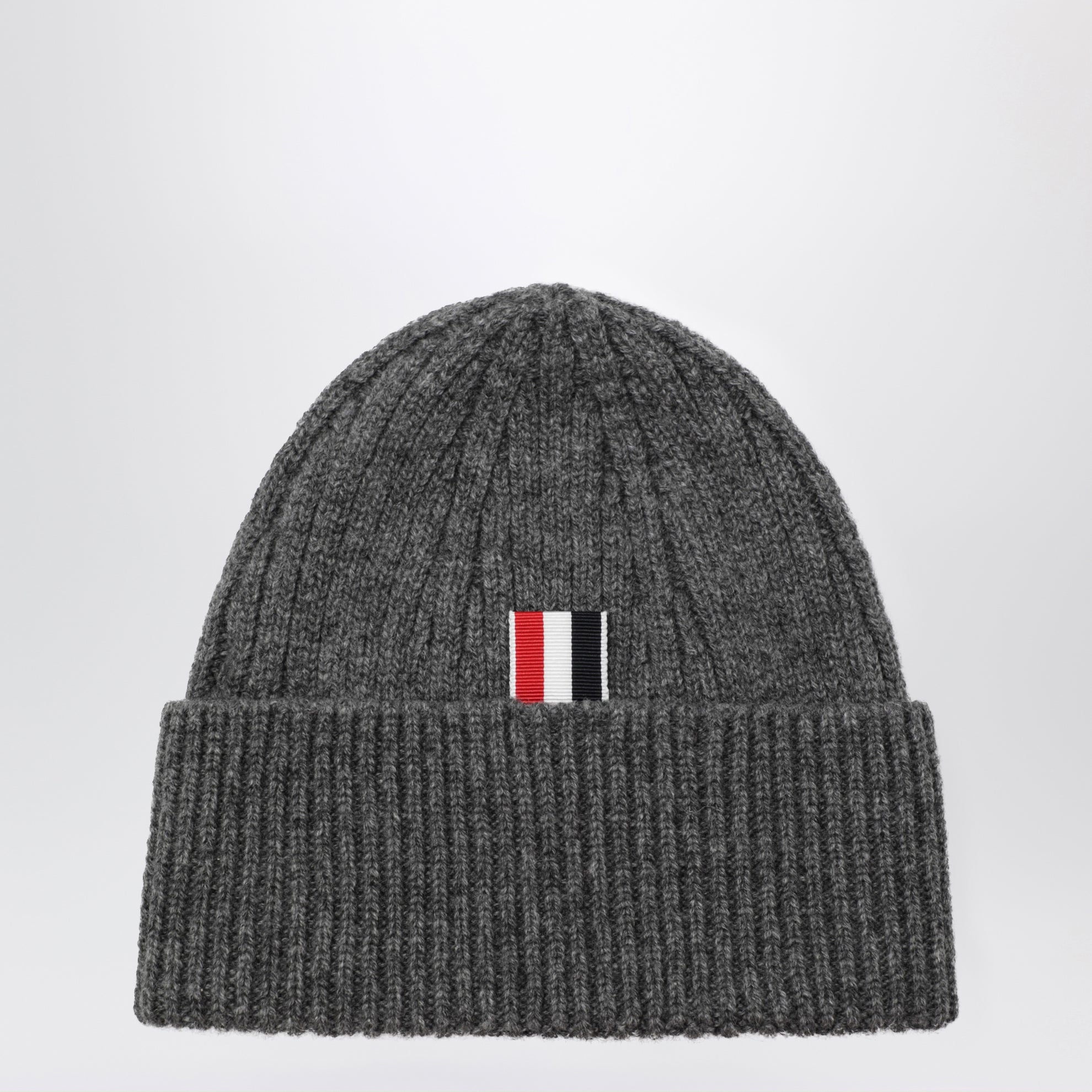 Berretto a coste in cashmere grigio