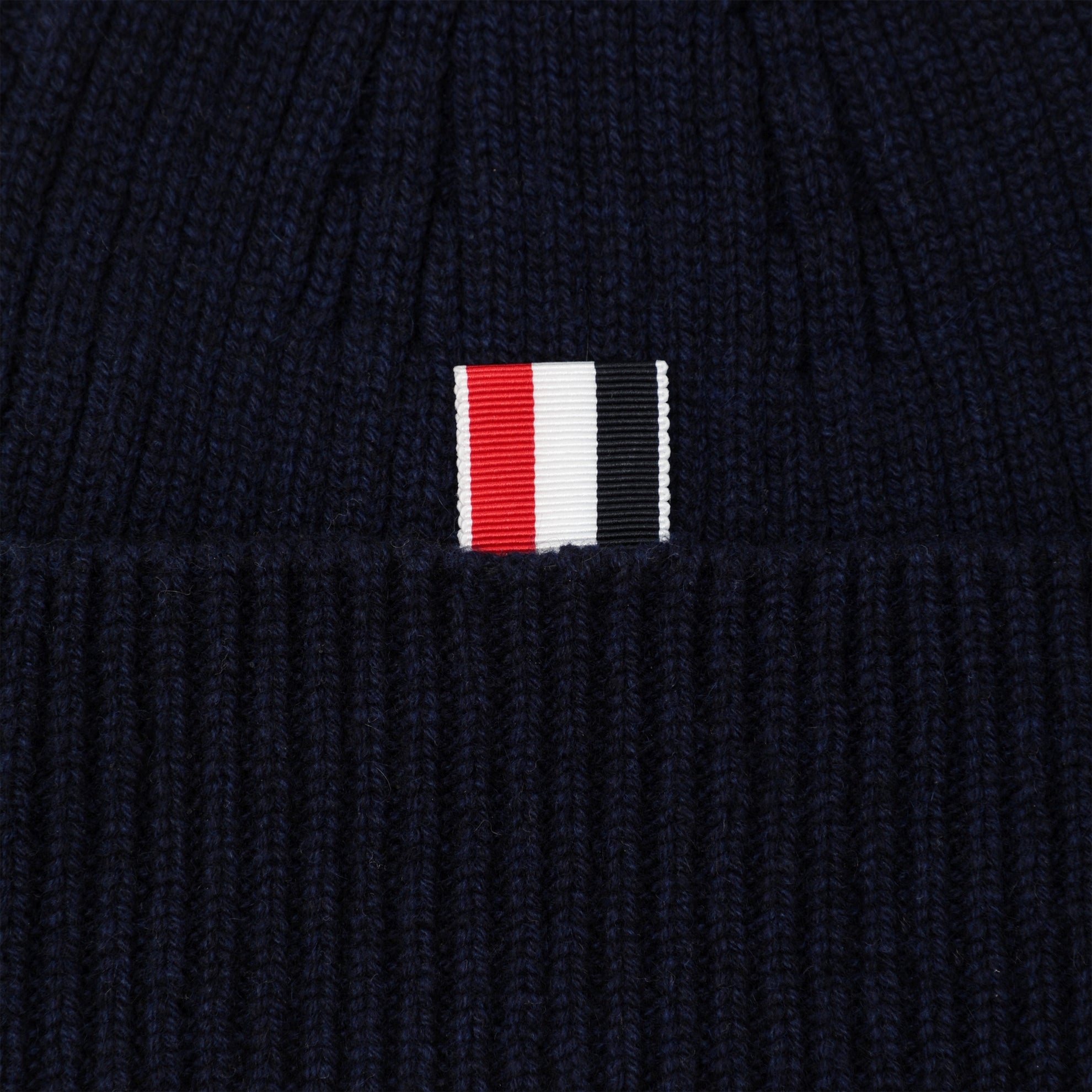Berretto a coste in cashmere blu navy