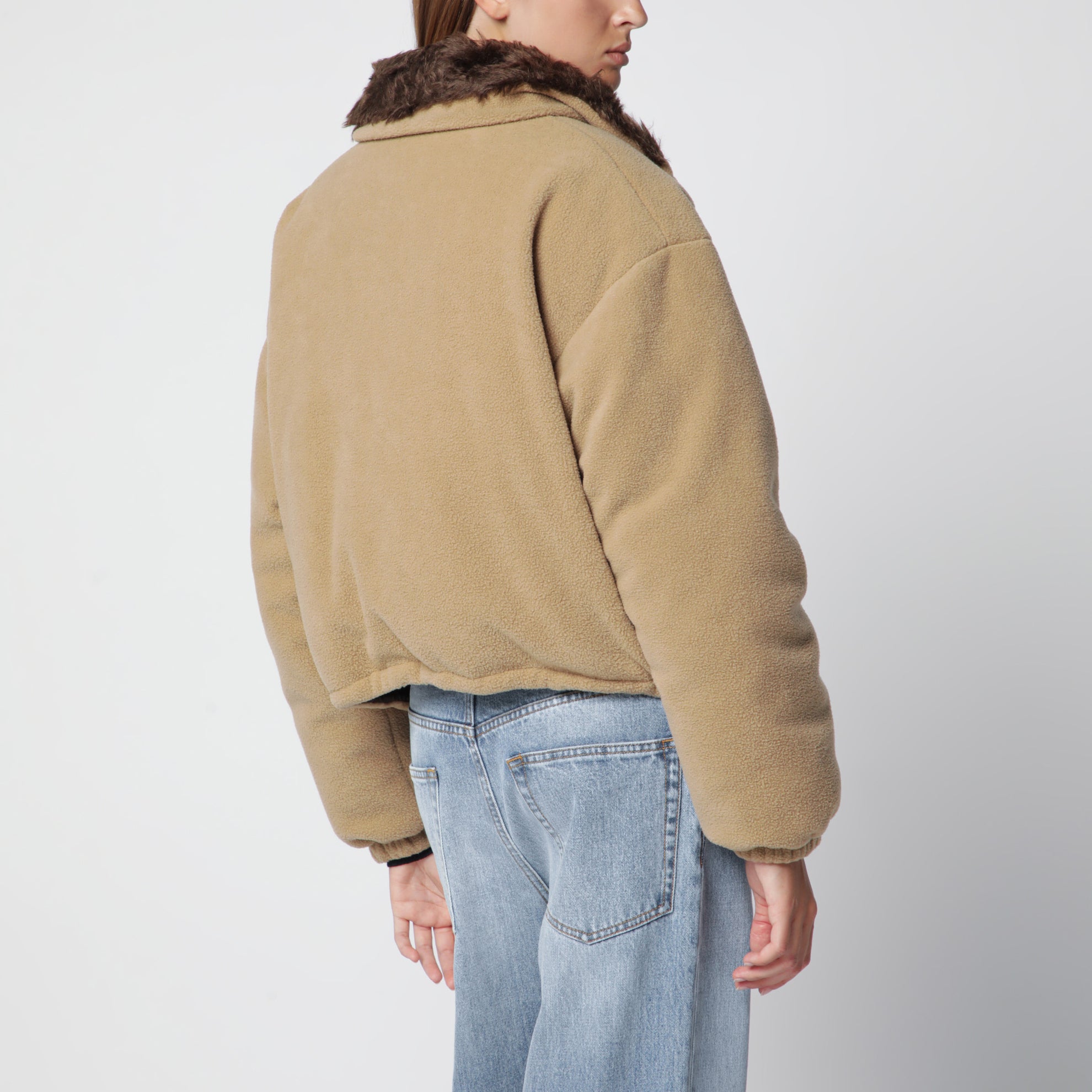 Piumino in pile color Cammello