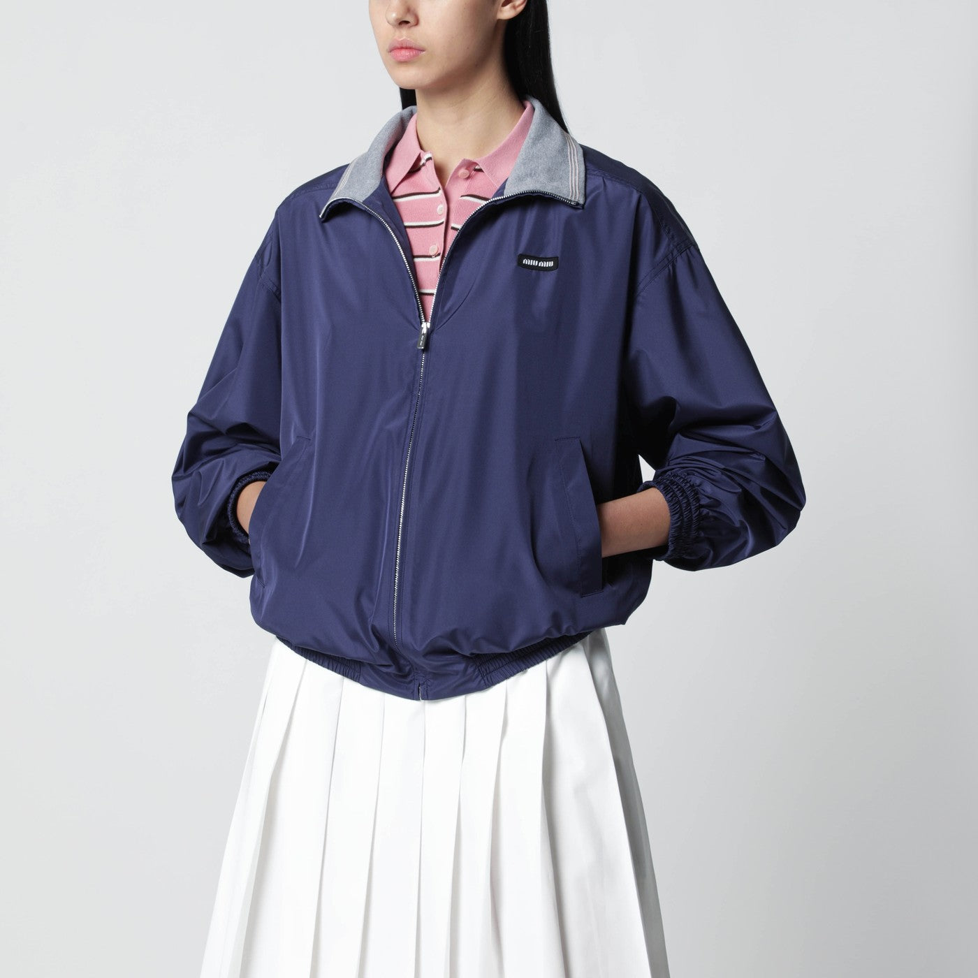 Royal blue technical poplin blouson