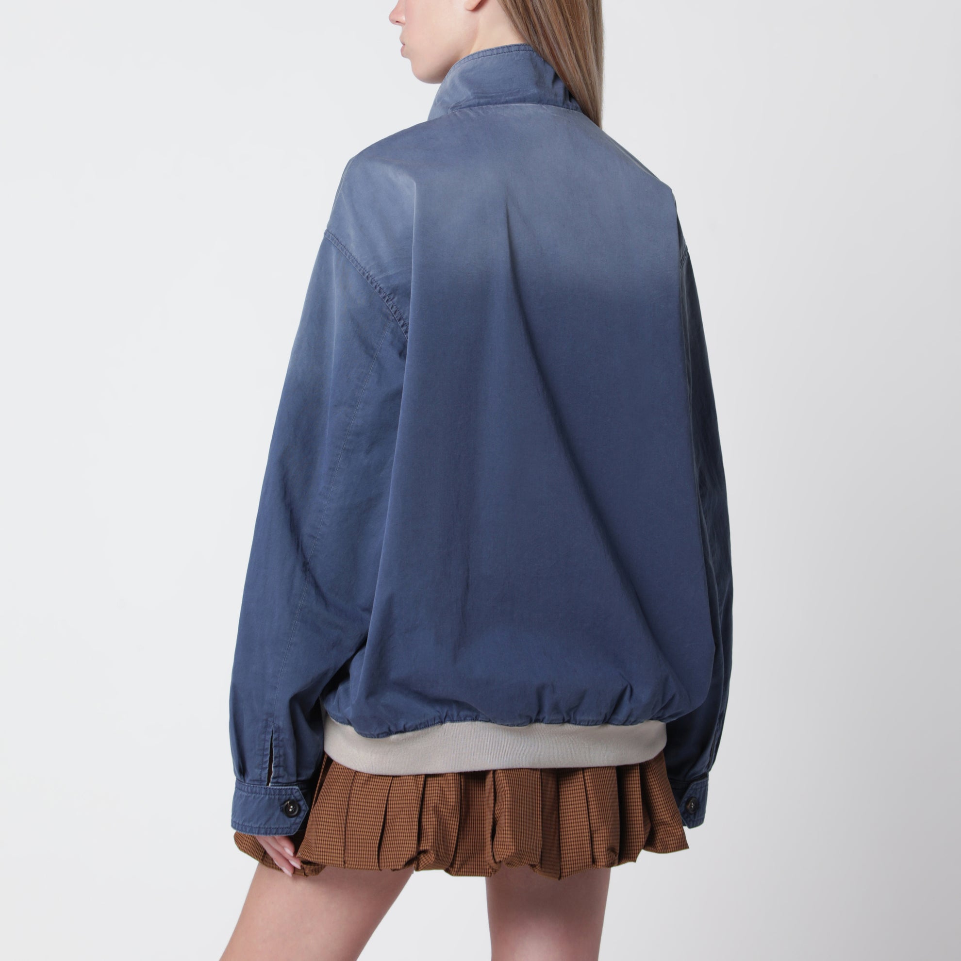 Blouson en twill old washed bleu/vert citron