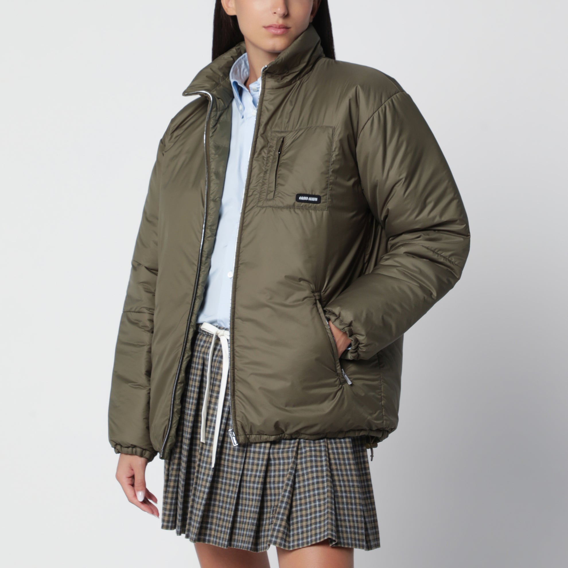 Piumino medio militare in ripstop