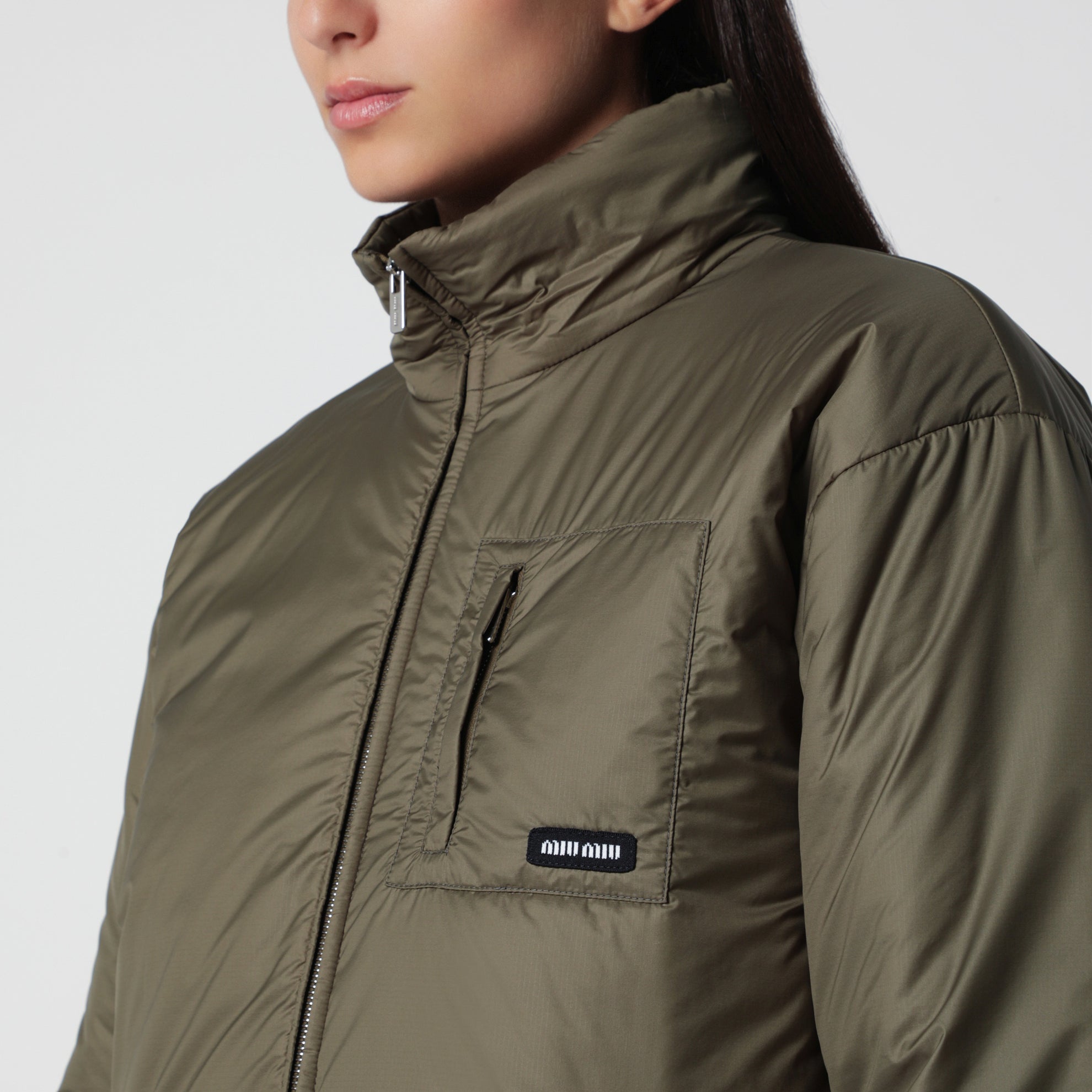Piumino medio militare in ripstop