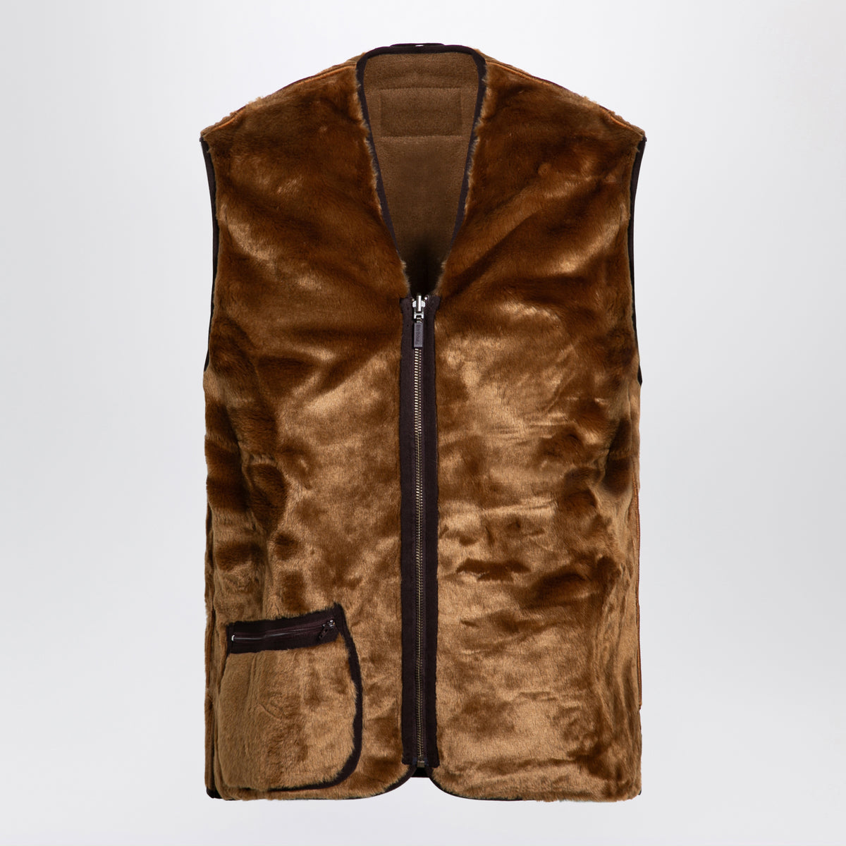 Gilet zippé en polaire marron