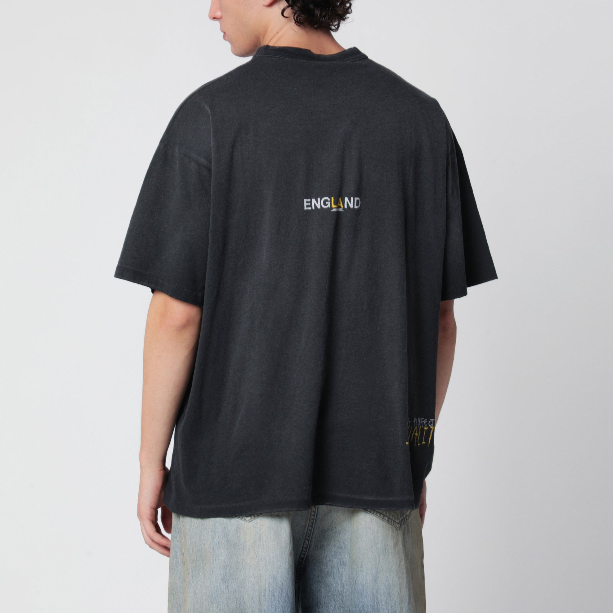 T-shirt noir délavé avec imprimé logo Eagle