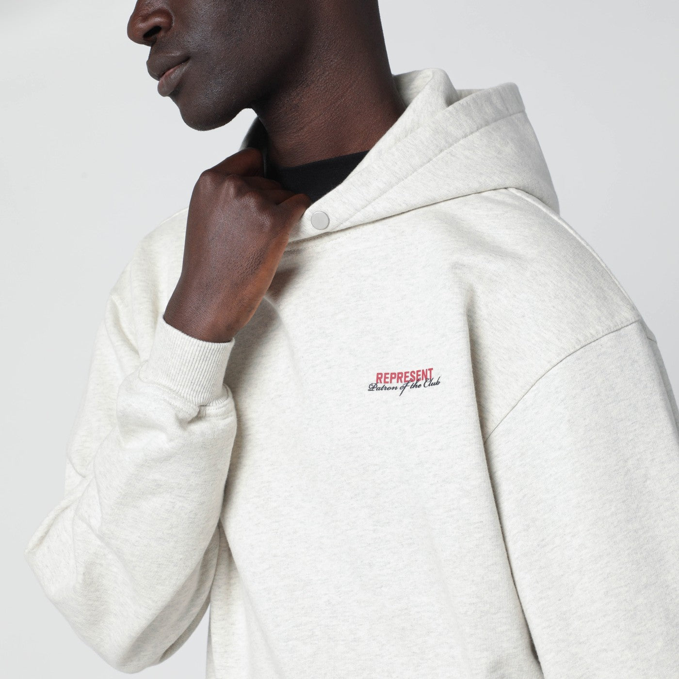 Cream cotton hoodie with logo