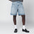 Light blue washed-effect denim Bermuda shorts