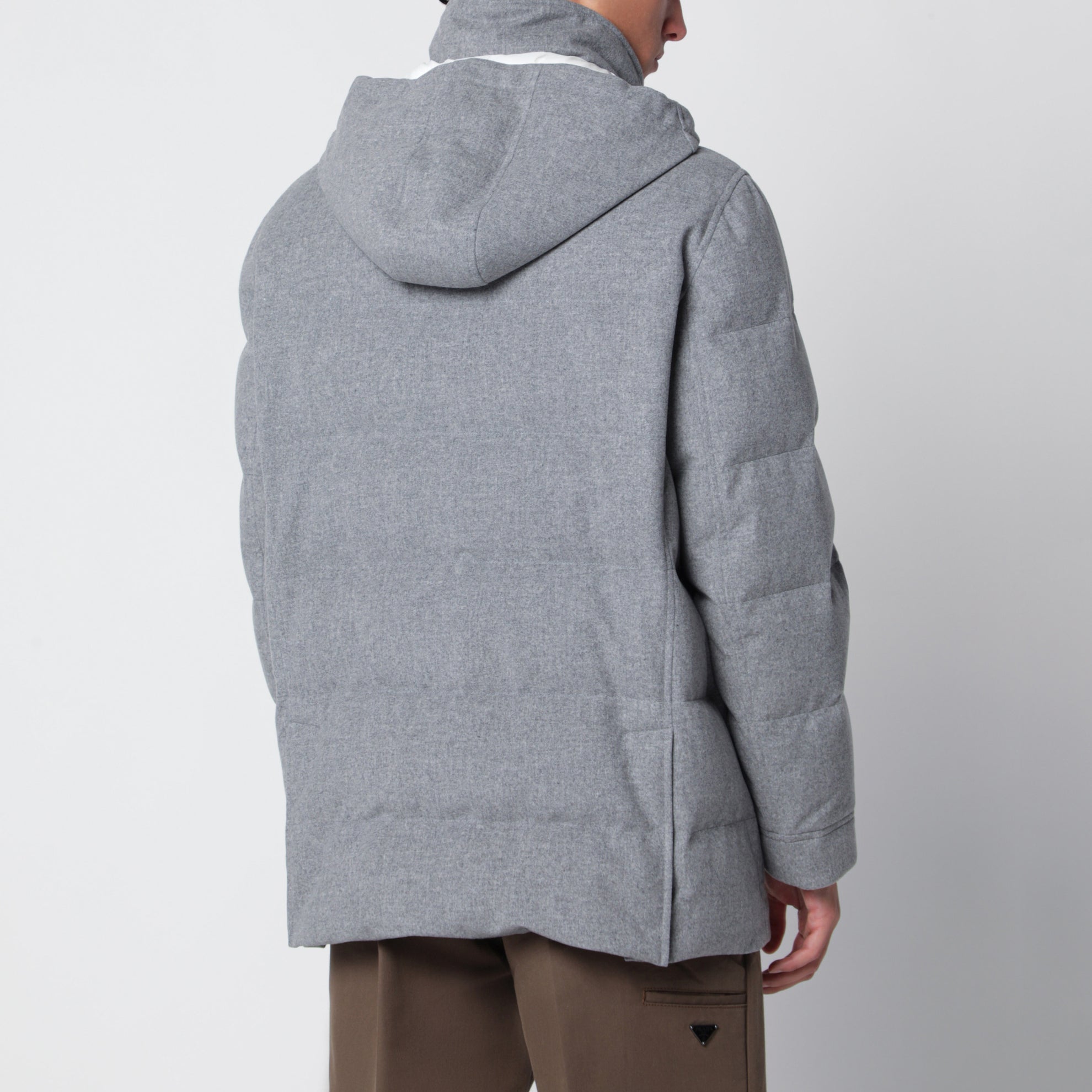 Parka in Hellgrau aus Wolle