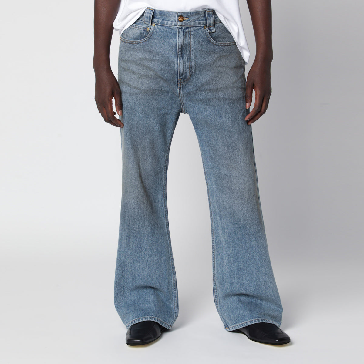 Blue denim flared jeans
