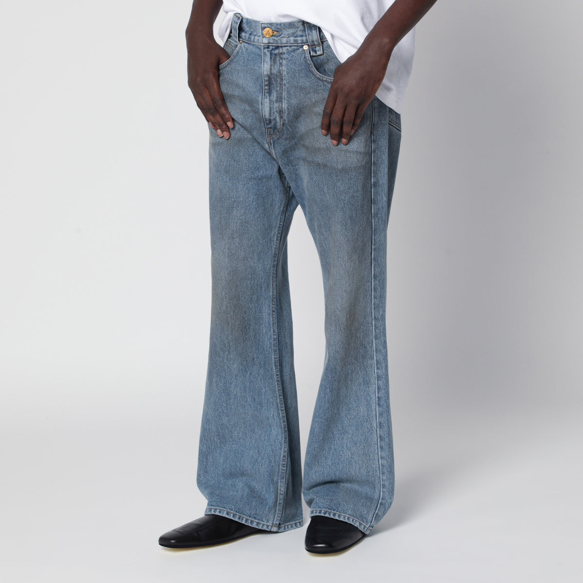Blue denim flared jeans