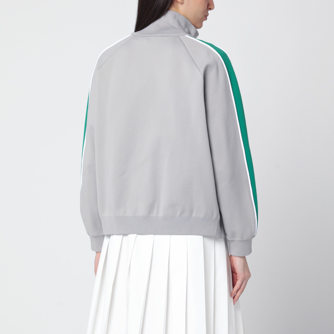 Sweat zippé gris/vert en fil technique
