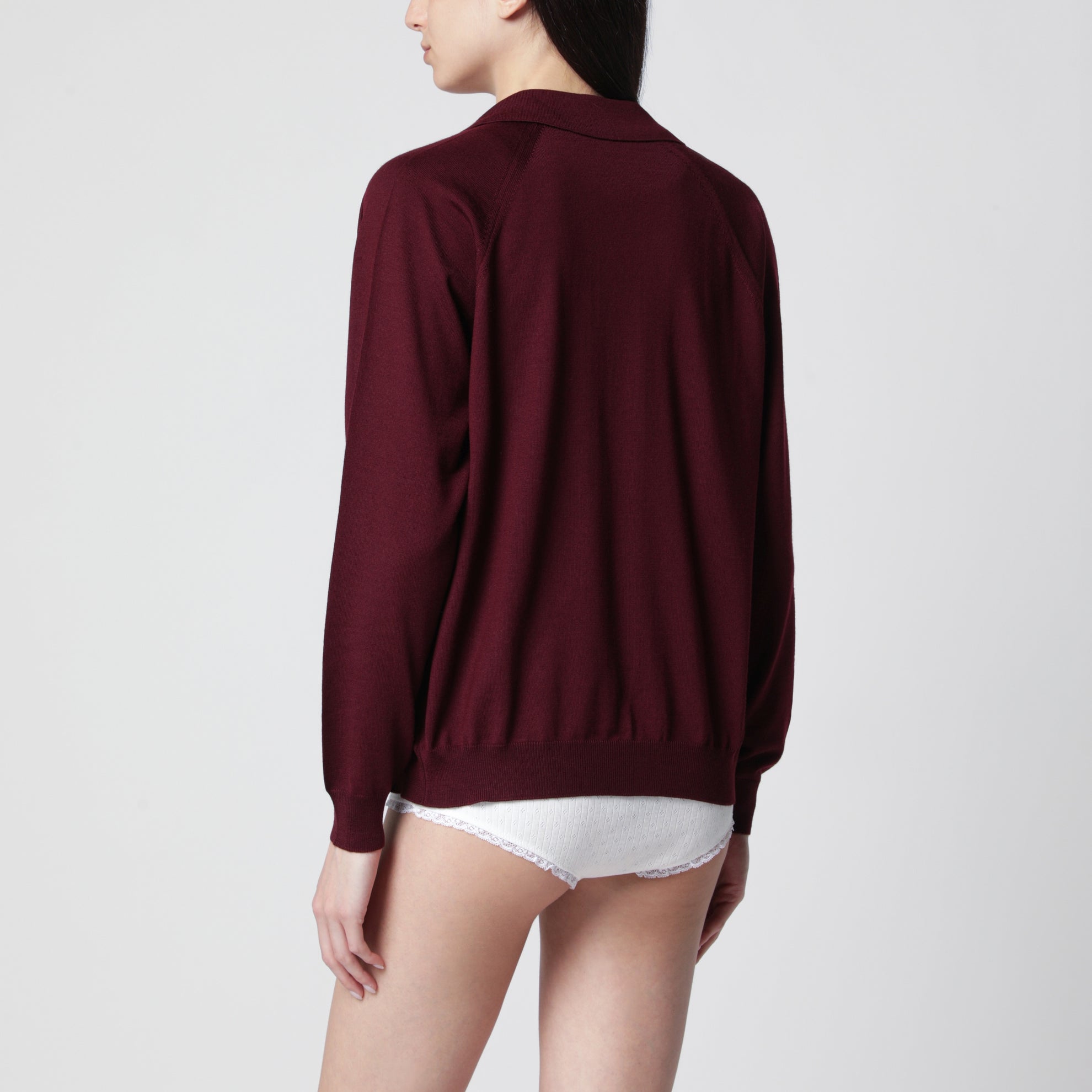 Cardigan in amaranth wool