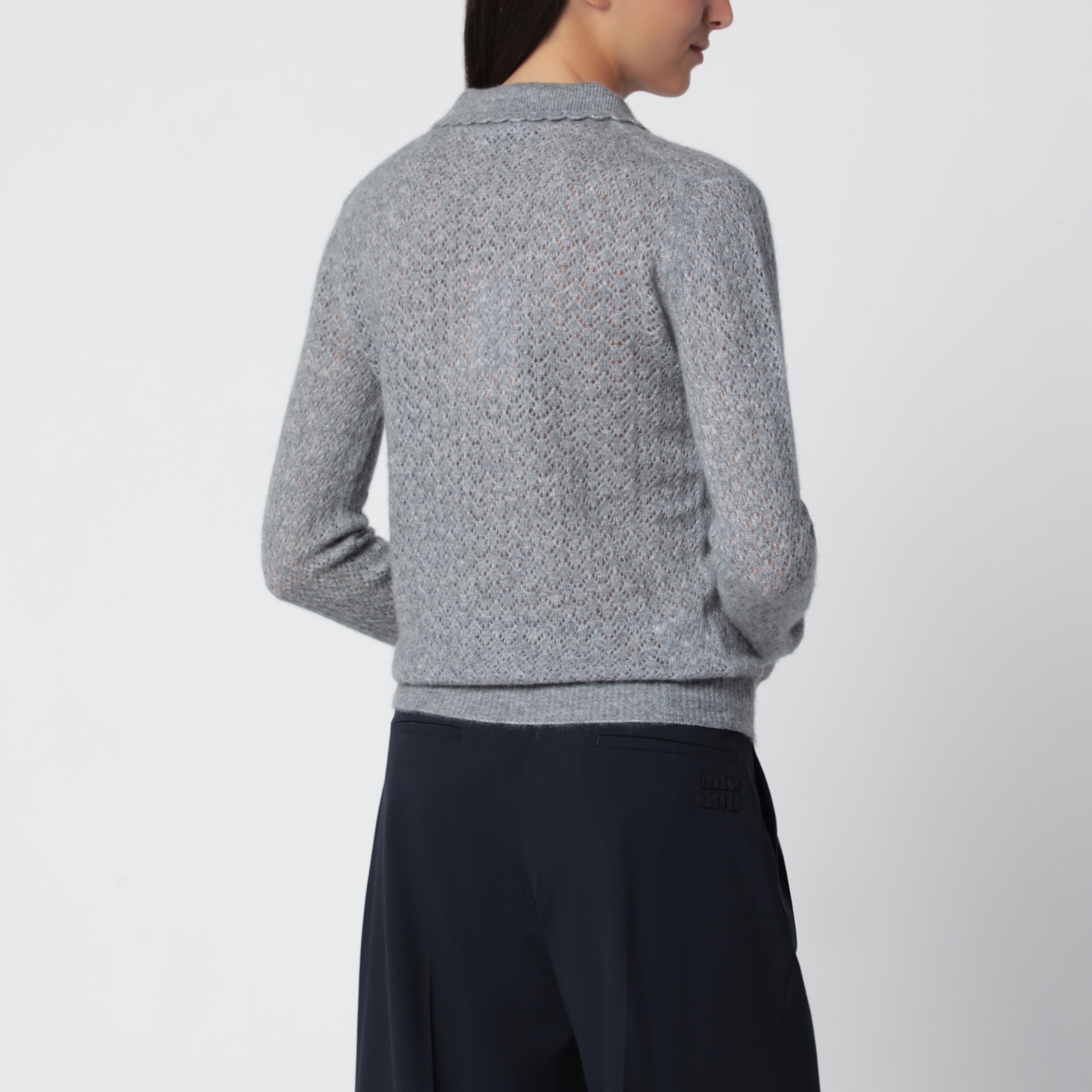 Cardigan grigio in cashmere e seta