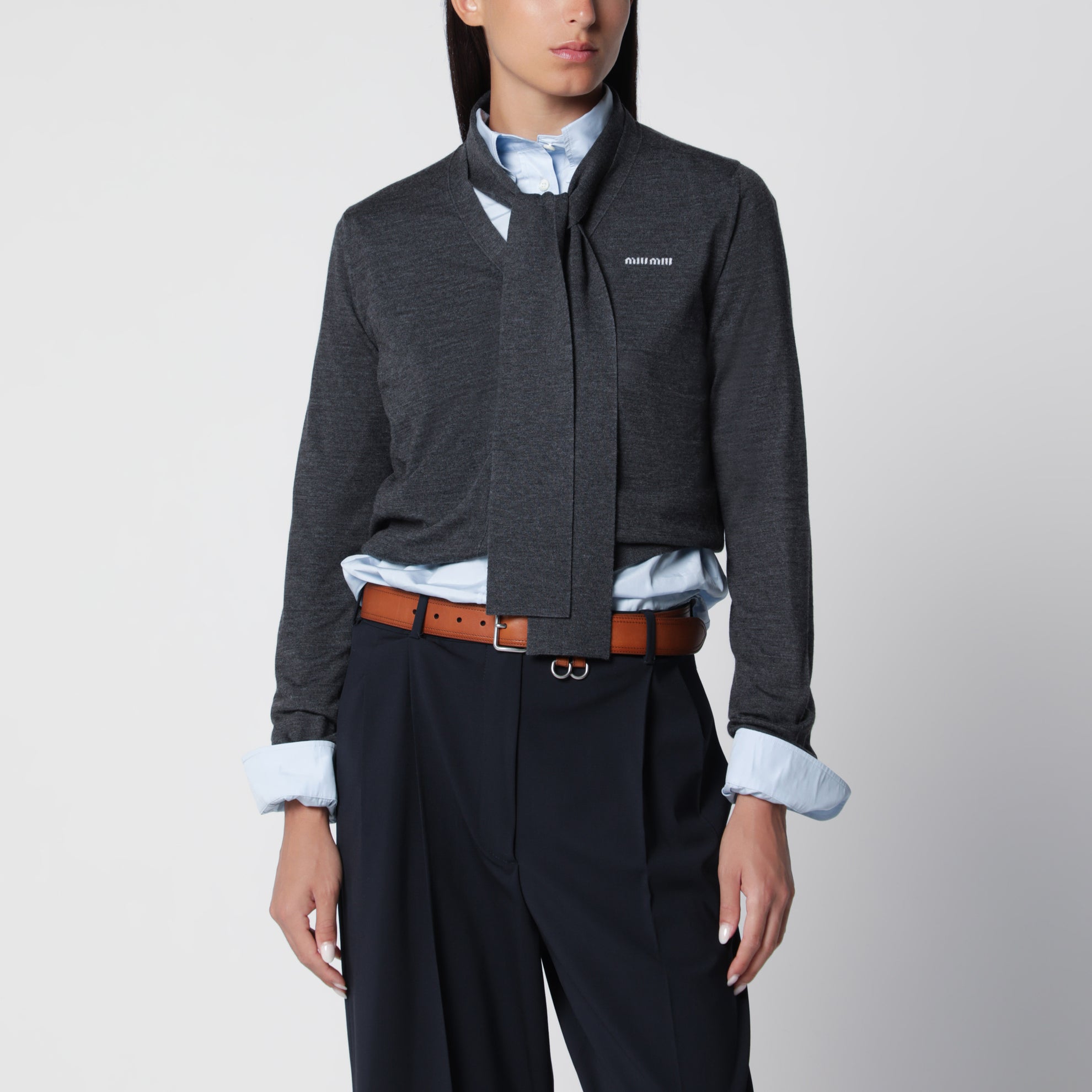 Anthracite wool cardigan