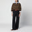 Cardigan a righe color cacao in lana