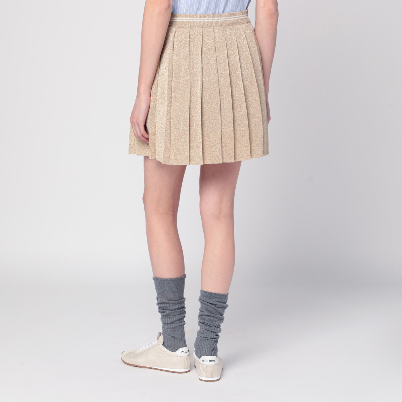 Gold pleated lurex miniskirt