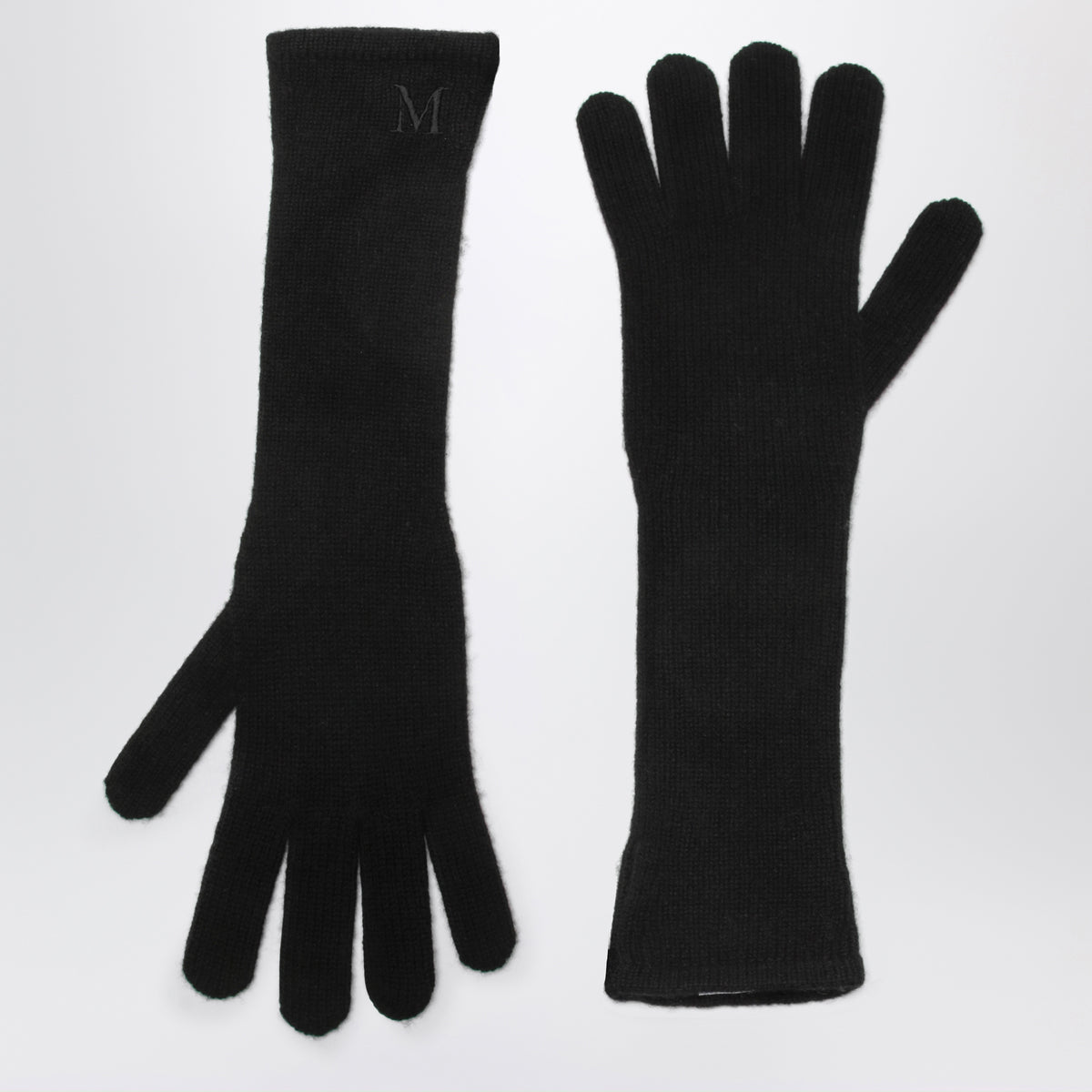 Long black cashmere gloves