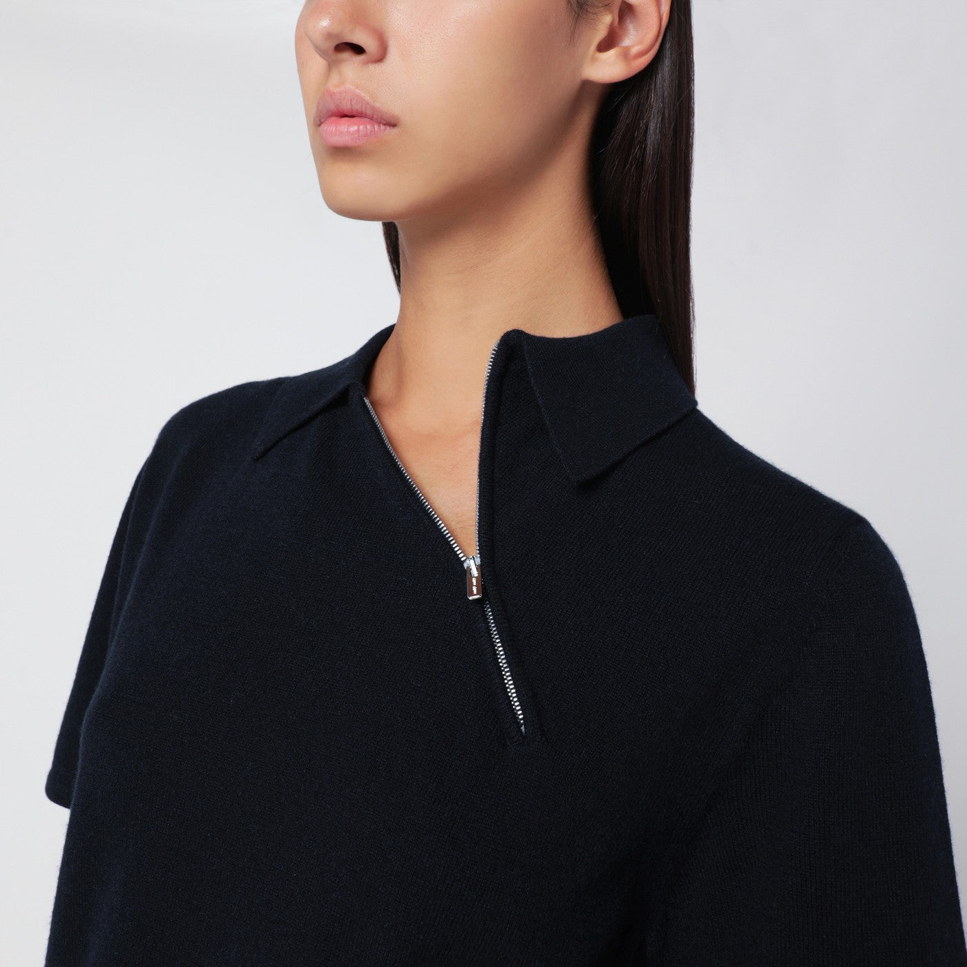 Polo en cachemire bleu