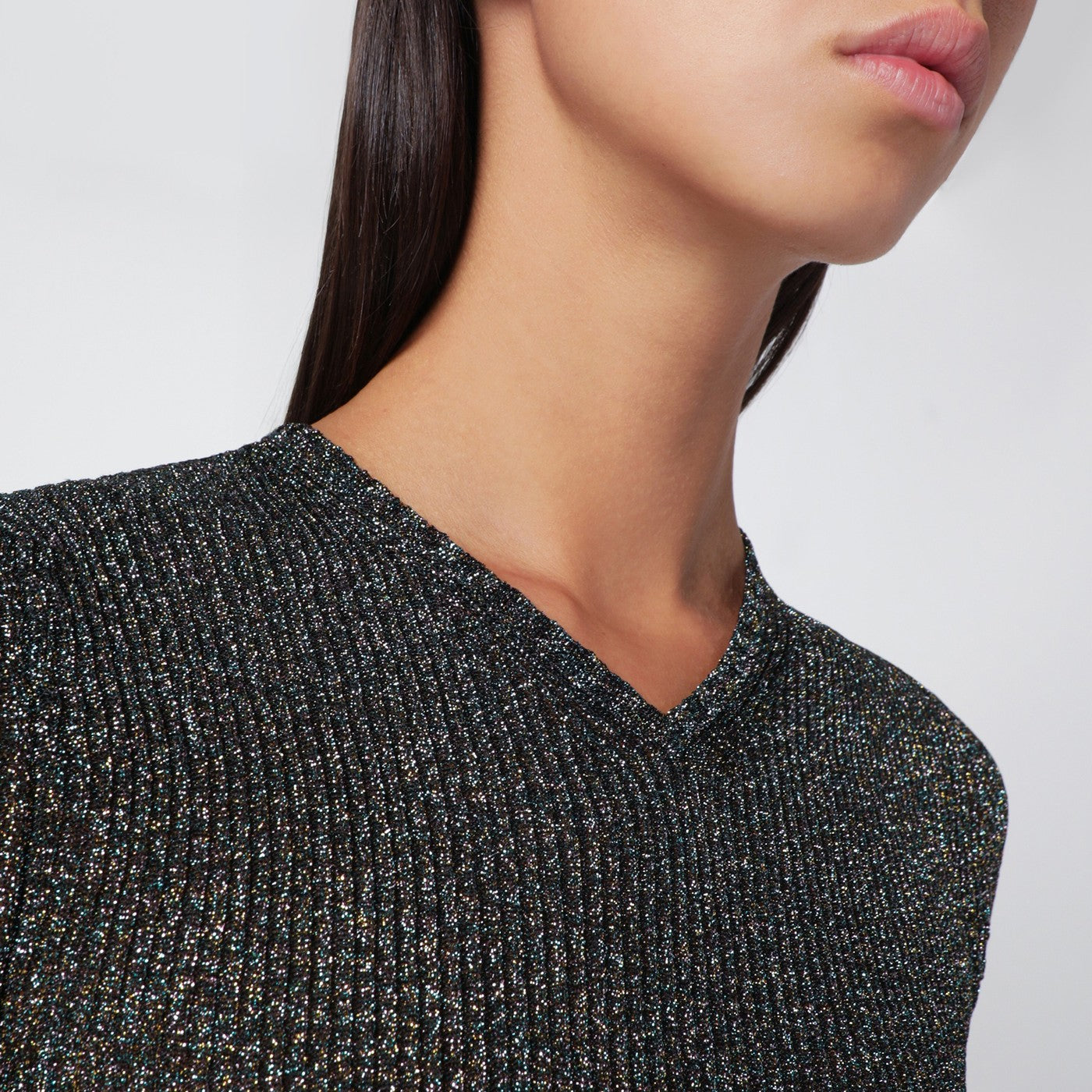 Gray long-sleeve shirt in lurex