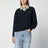Maglia con colletto in lana e cashmere blu