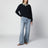 Maglia con colletto in lana e cashmere blu