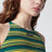 Top a righe verde bottiglia e giallo