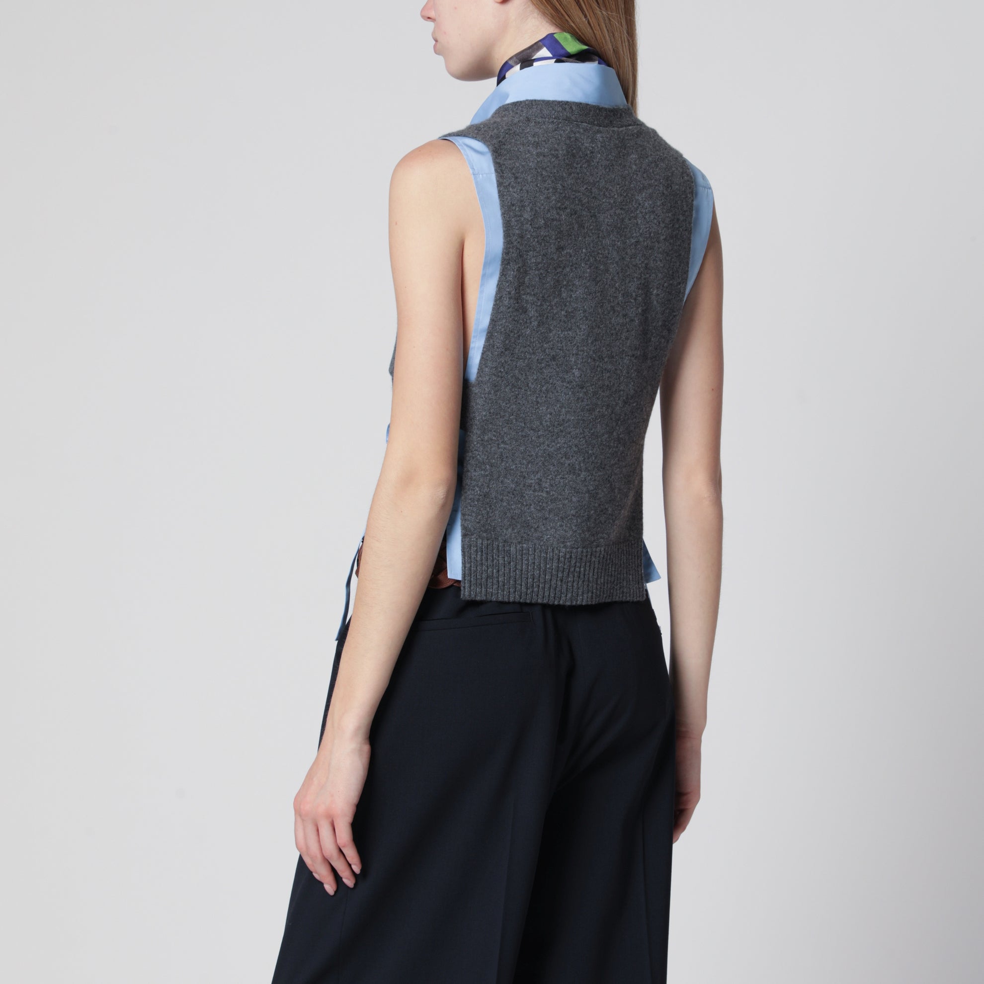 Cardigan gilet grigio ardesia in cashmere