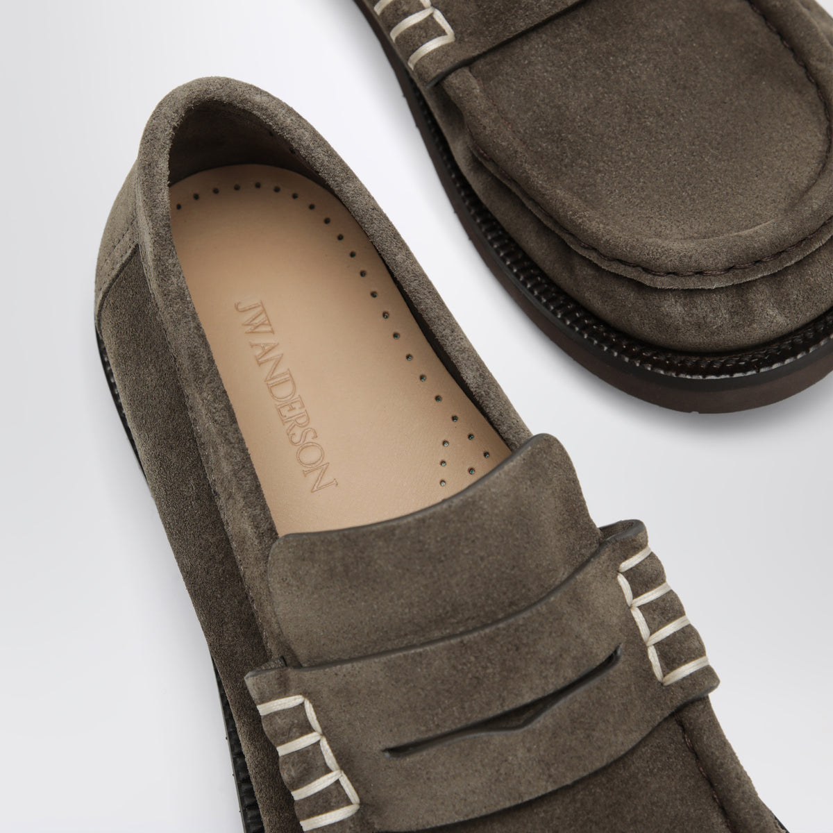 Mocassini dark taupe in pelle scamosciata