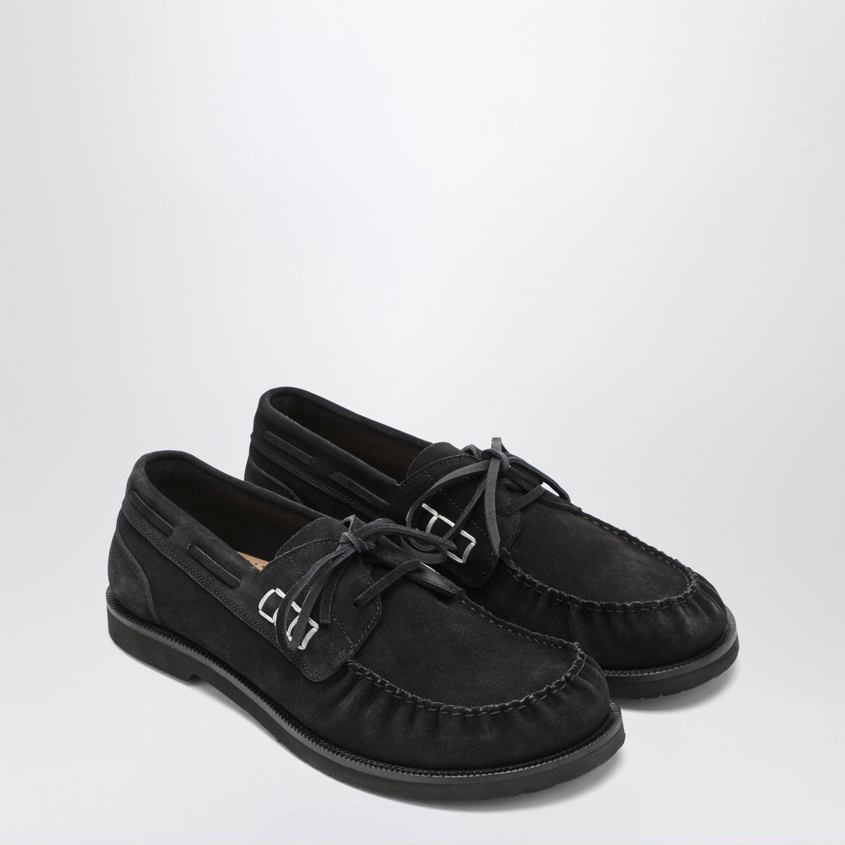 Midnight blue suede loafers