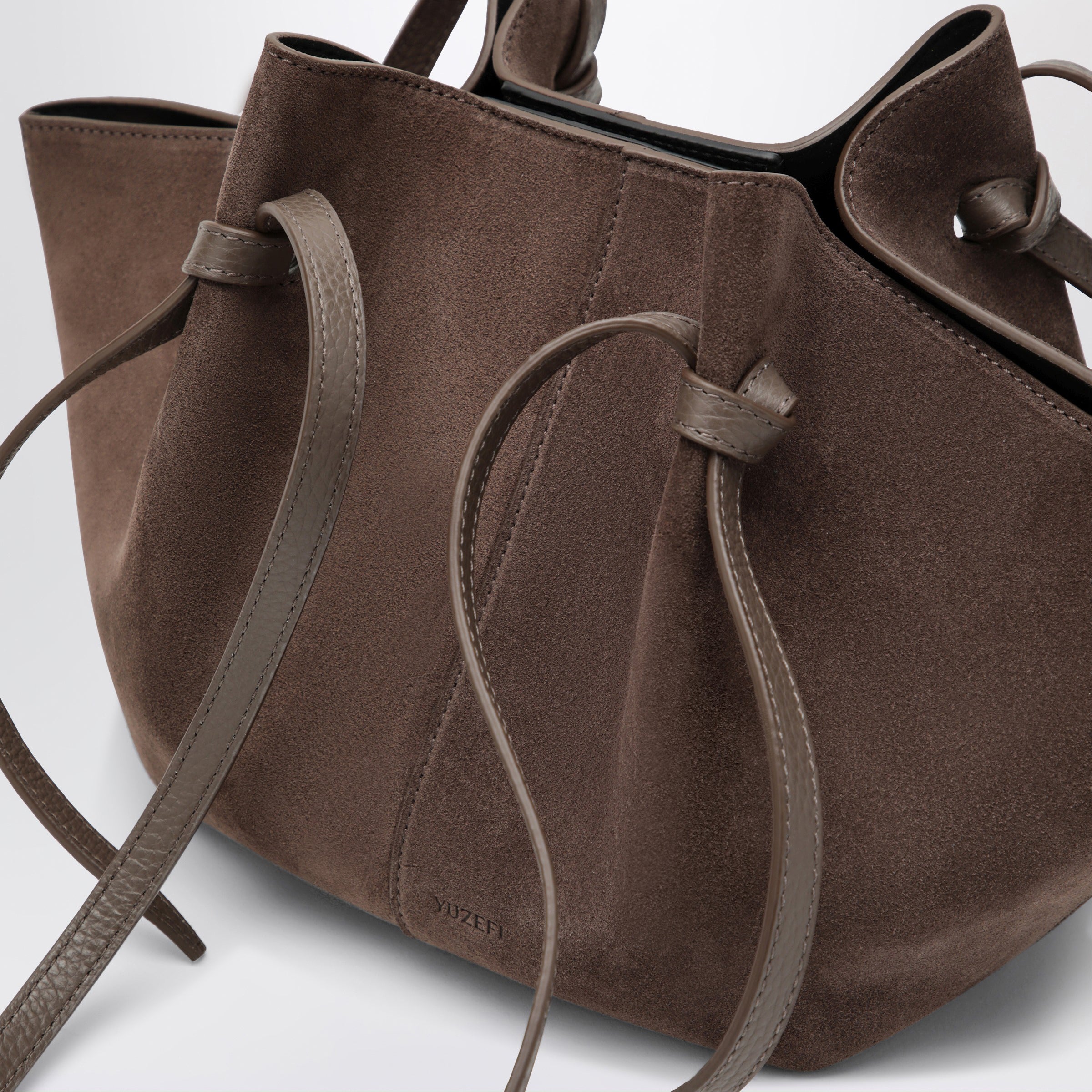 Yuzefi Mochi Bag in Nutmeg Suede Leather | TheDoubleF