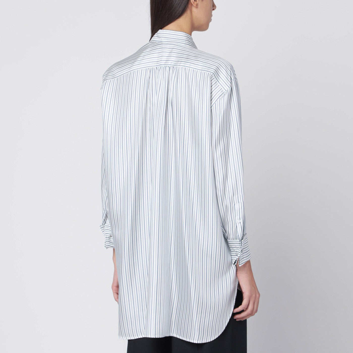 Camicia ampia rigata in seta