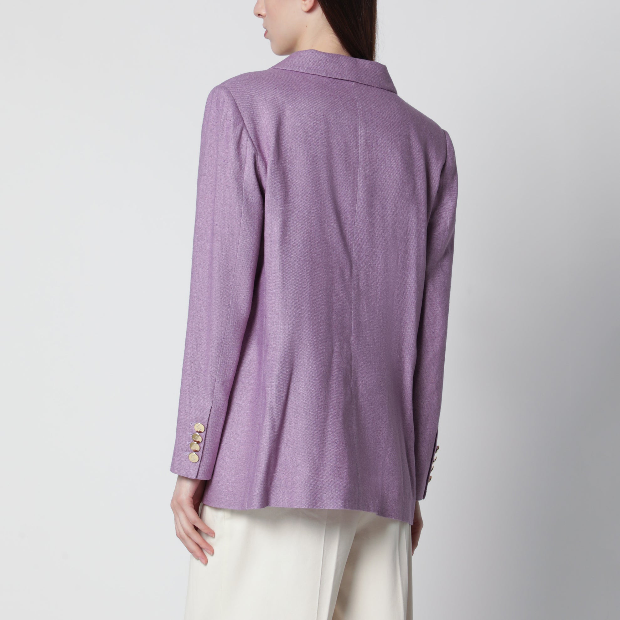 Veste double boutonnage lilas en soie