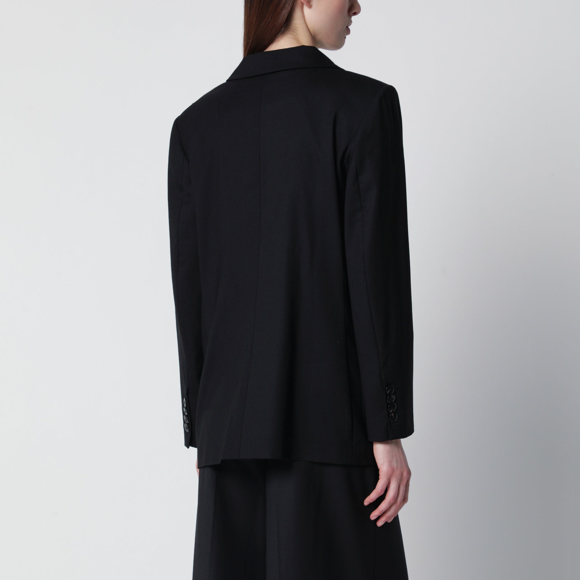 Veste double boutonnage noire en soie