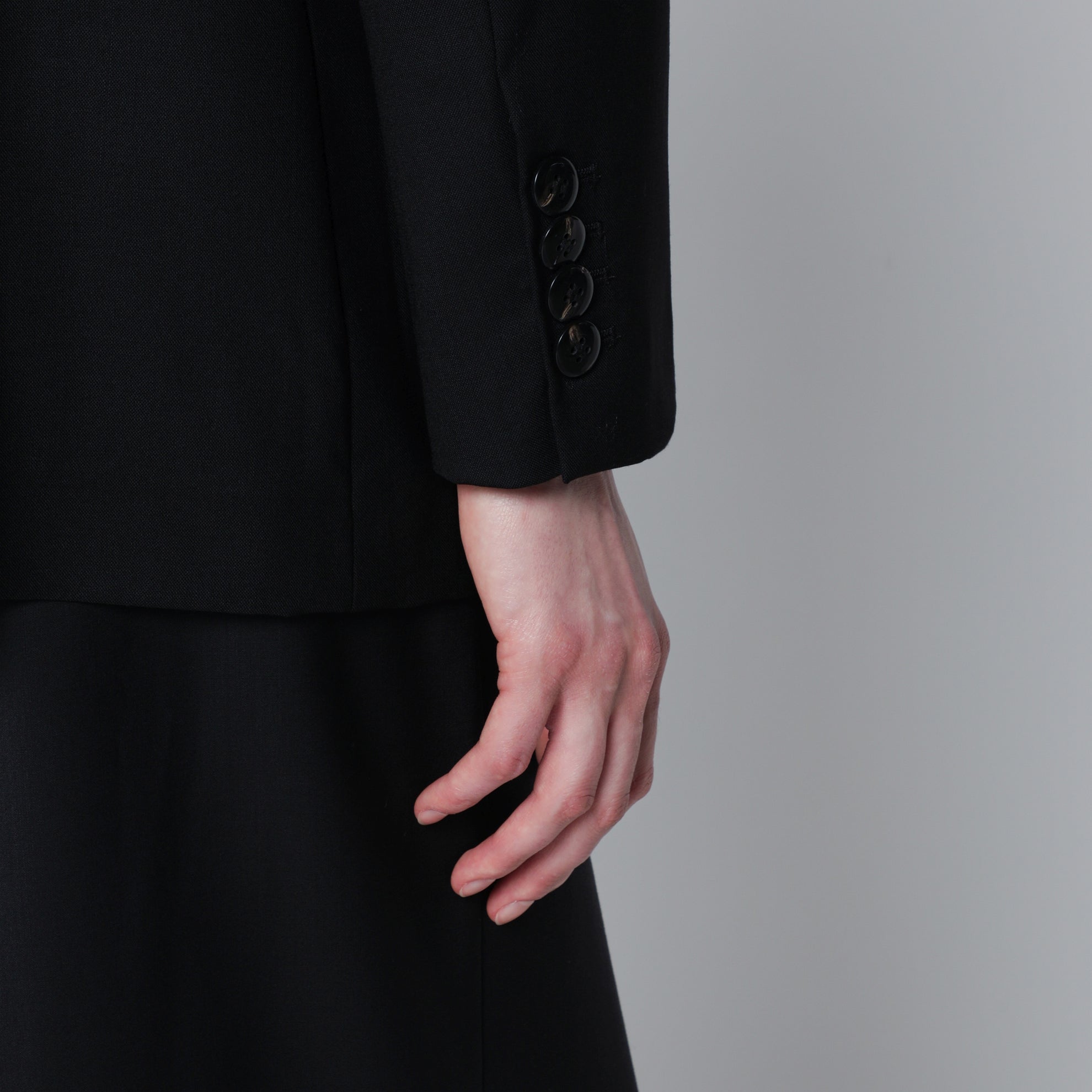 Veste double boutonnage noire en soie