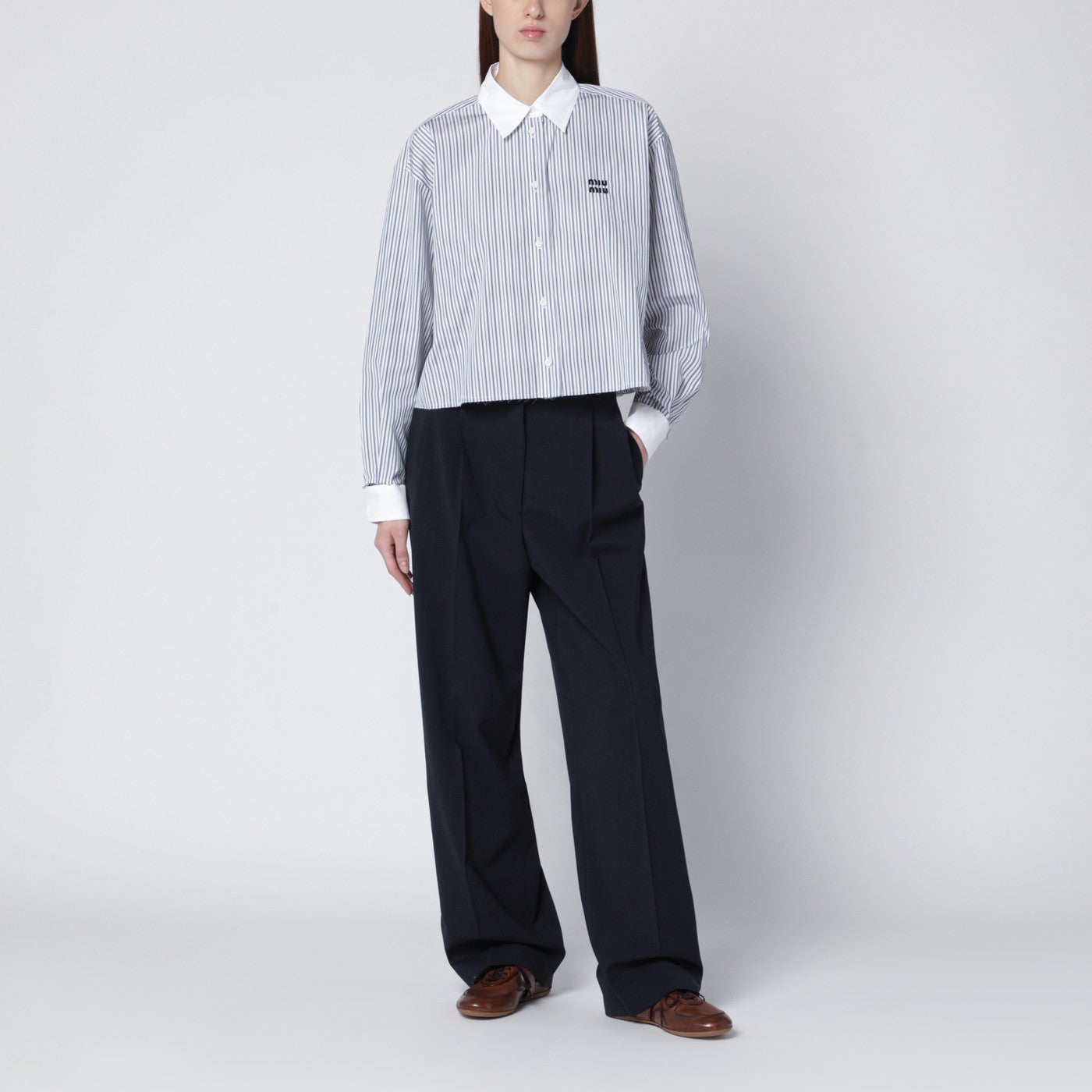 Pantalone blu in lana