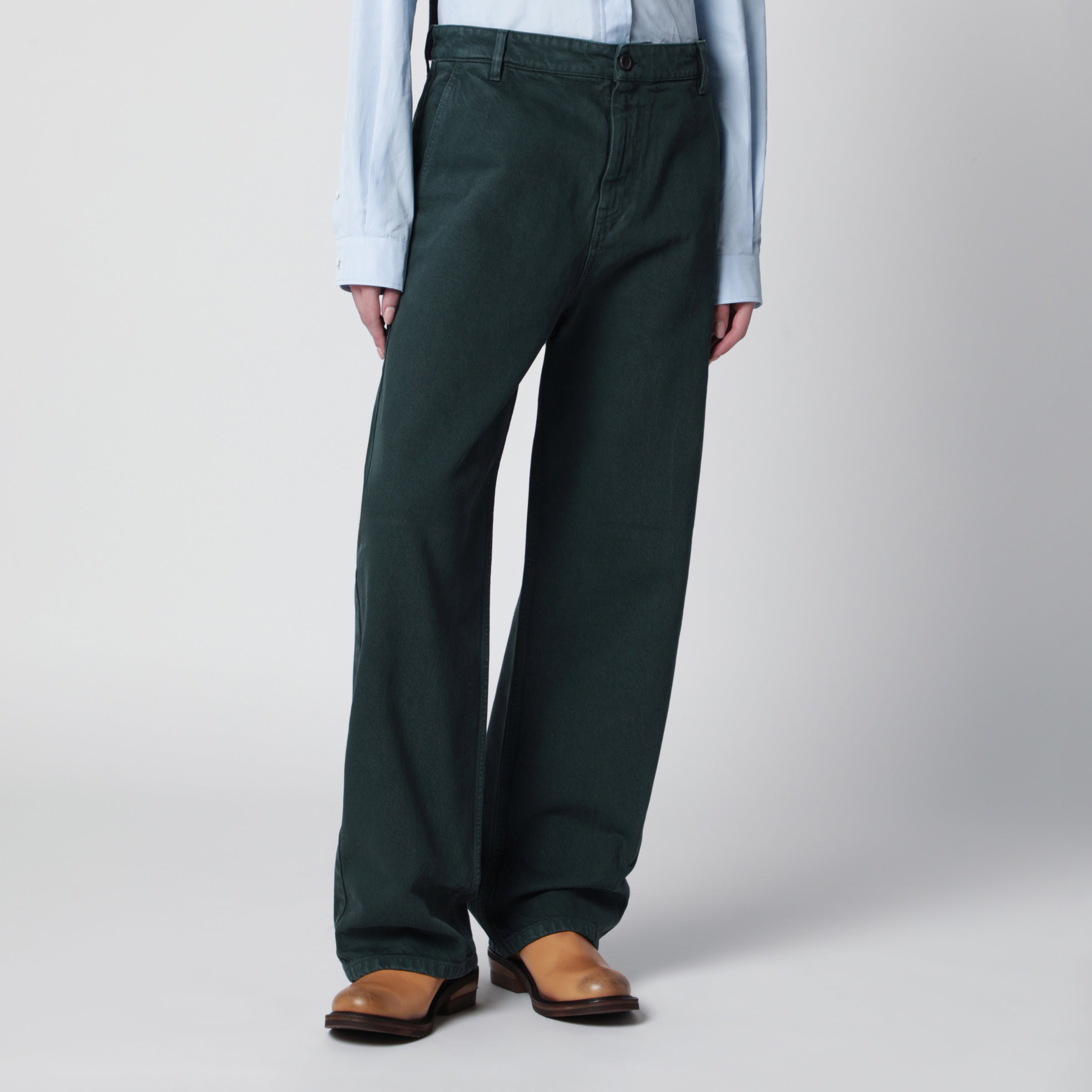 Miu Miu Bottle green gabardine trousers | TheDoubleF