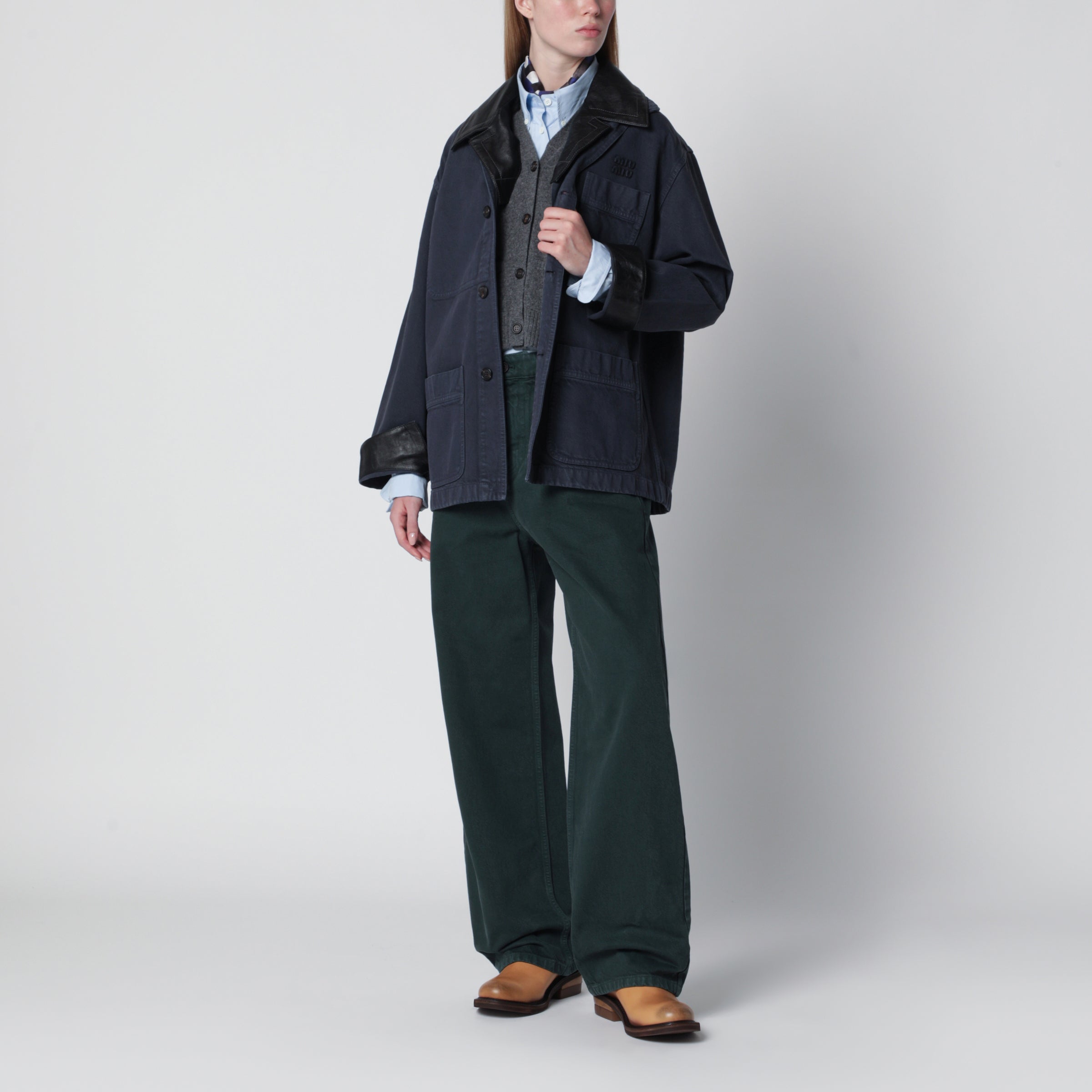 Miu Miu Bottle green gabardine trousers | TheDoubleF
