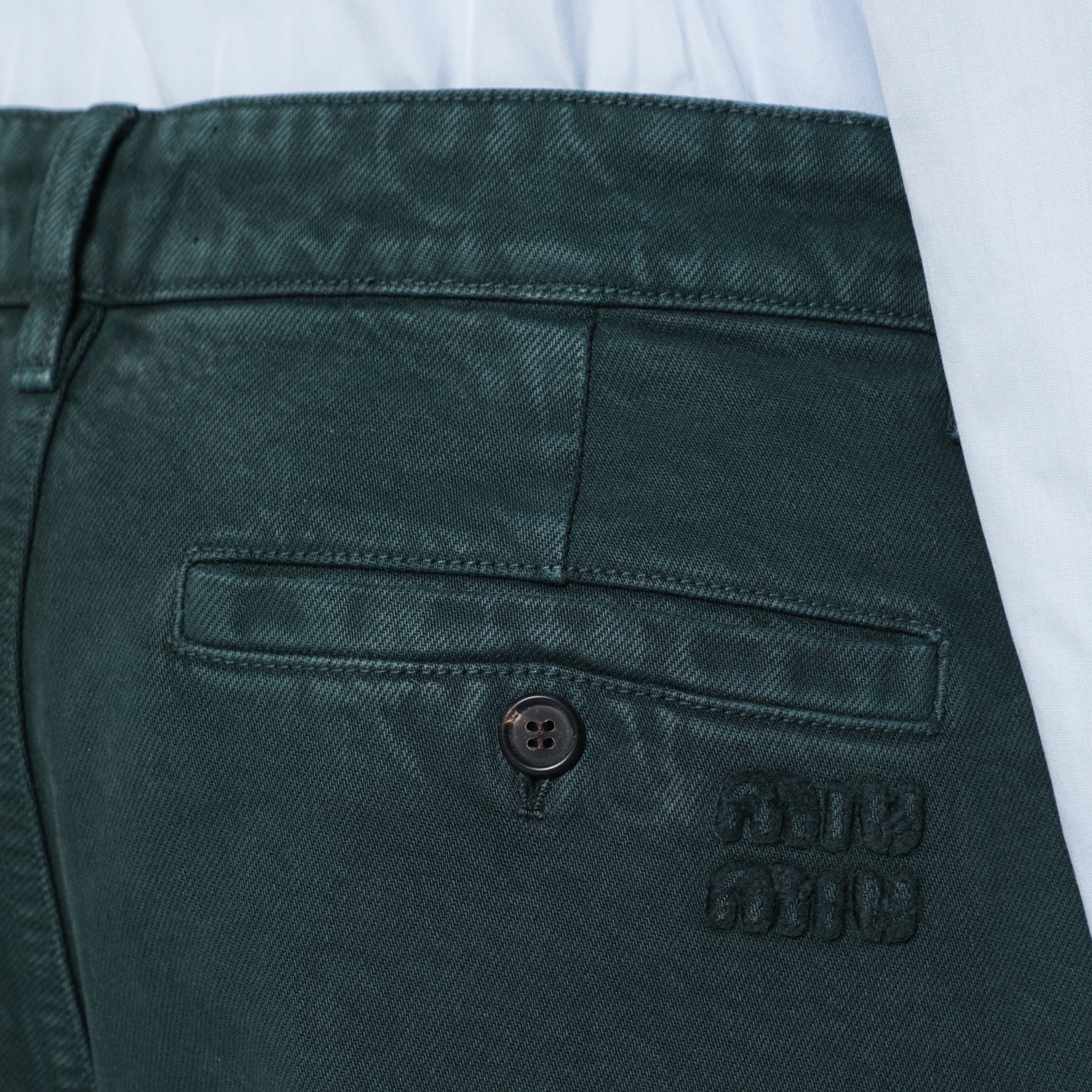 Pantaloni verde bottiglia in gabardine