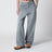 Pantaloni ampi in twill di cotone color acciaio