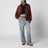 Pantaloni ampi in twill di cotone color acciaio